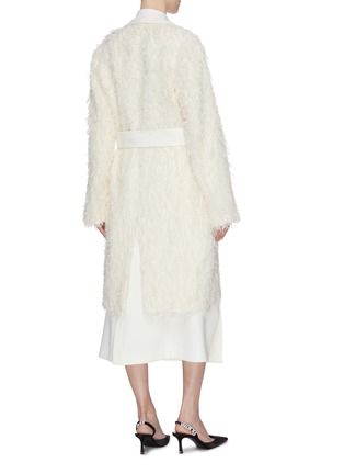 Back View - Click To Enlarge - HELMUT LANG - Belted fringed double breasted wool coat