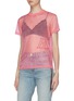 Front View - Click To Enlarge - HELMUT LANG - Monogram embroidered mesh T-shirt