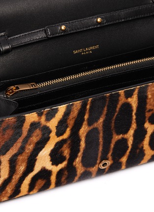 Detail View - Click To Enlarge - SAINT LAURENT - 'Monogram' leopard print pony hair chain wallet