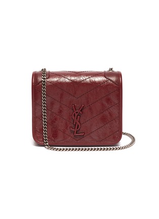 Main View - Click To Enlarge - SAINT LAURENT - 'Niki' crinkled leather chain wallet