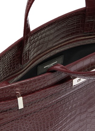 Detail View - Click To Enlarge - SAINT LAURENT - 'Manhattan' small croc embossed leather shopping tote