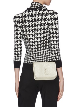 Figure View - Click To Enlarge - SAINT LAURENT - 'Niki' crinkled leather chain wallet