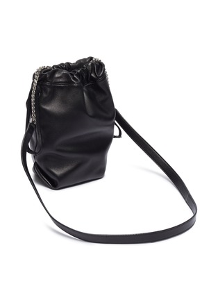Detail View - Click To Enlarge - SAINT LAURENT - 'Teddy' logo print small leather drawstring bucket bag