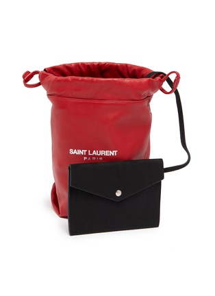 Detail View - Click To Enlarge - SAINT LAURENT - 'Teddy' small leather drawstring bucket bag