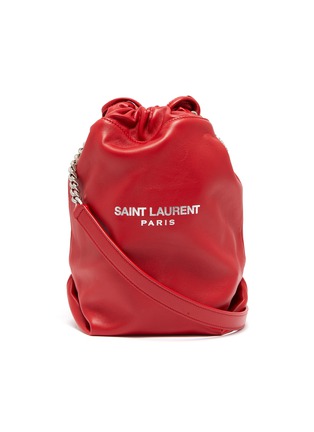 Main View - Click To Enlarge - SAINT LAURENT - 'Teddy' small leather drawstring bucket bag