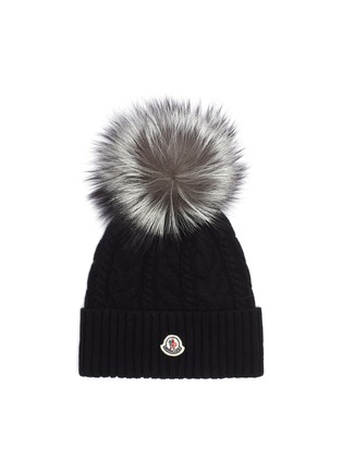 Main View - Click To Enlarge - MONCLER - Fox fur pompom knit beanie