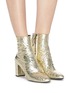 Figure View - Click To Enlarge - SAINT LAURENT - 'Lou' wrinkled metallic leather ankle boots