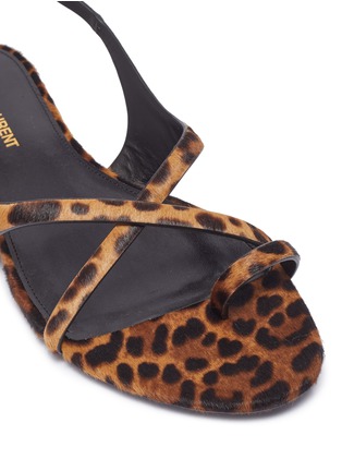 Detail View - Click To Enlarge - SAINT LAURENT - Leopard print ponyhair strappy sandals