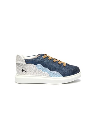 Main View - Click To Enlarge - WINK - 'Popcorn' colourblock glitter kids sneakers