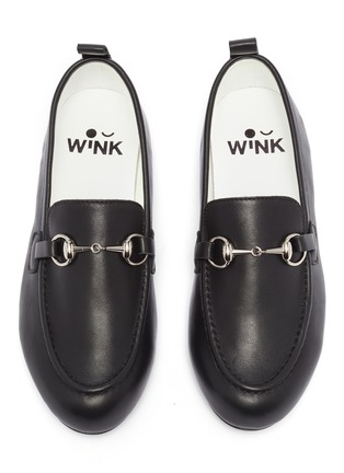 Figure View - Click To Enlarge - WINK - 'Yogurt' horsebit leather kids loafers