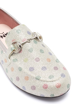 Detail View - Click To Enlarge - WINK - 'Yogurt' horsebit polka dot glitter kids loafers