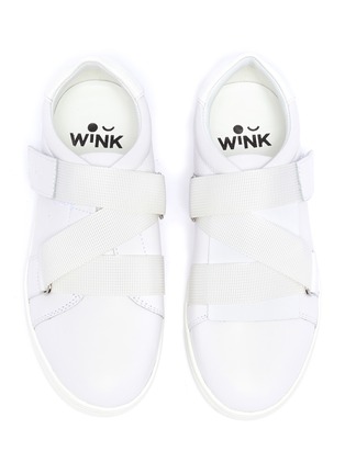 Figure View - Click To Enlarge - WINK - 'Milkshake' cross strap leather kids sneakers