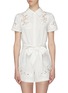 Main View - Click To Enlarge - ALICE & OLIVIA - 'Lanna' belted guipure lace panel rompers