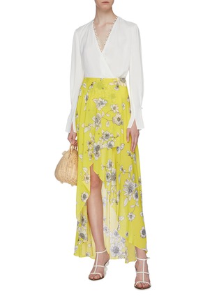 Figure View - Click To Enlarge - ALICE & OLIVIA - 'Kirstie' floral print mock wrap high-low skirt