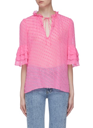 Main View - Click To Enlarge - ALICE & OLIVIA - 'Julius' tiered cuff geometric fil coupé tunic top