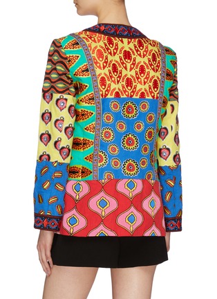 Back View - Click To Enlarge - ALICE & OLIVIA - x Carla Kranendonk graphic embroidered patchwork linen blazer
