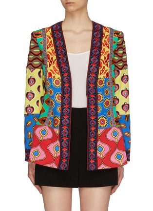 Main View - Click To Enlarge - ALICE & OLIVIA - x Carla Kranendonk graphic embroidered patchwork linen blazer
