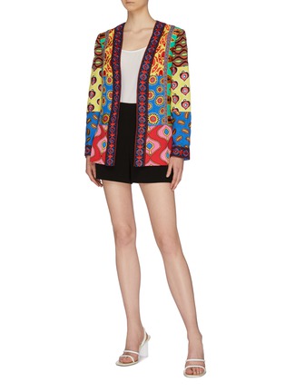 Figure View - Click To Enlarge - ALICE & OLIVIA - x Carla Kranendonk graphic embroidered patchwork linen blazer