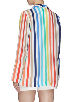 Back View - Click To Enlarge - ALICE & OLIVIA - 'Kylie' shawl lapel colourblock stripe cupro blazer