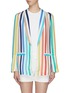 Main View - Click To Enlarge - ALICE & OLIVIA - 'Kylie' shawl lapel colourblock stripe cupro blazer