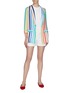 Figure View - Click To Enlarge - ALICE & OLIVIA - 'Kylie' shawl lapel colourblock stripe cupro blazer