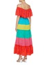 Back View - Click To Enlarge - ALICE & OLIVIA - 'Kia' colourblock smocked tiered maxi off-shoulder dress