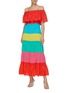 Figure View - Click To Enlarge - ALICE & OLIVIA - 'Kia' colourblock smocked tiered maxi off-shoulder dress