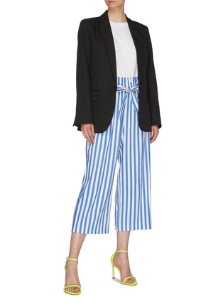 Figure View - Click To Enlarge - ALICE & OLIVIA - 'Loni' tie stripe paperbag gaucho pants
