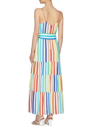 Back View - Click To Enlarge - ALICE & OLIVIA - 'Janan' belted rainbow stripe tiered camisole dress