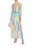 Figure View - Click To Enlarge - ALICE & OLIVIA - 'Janan' belted rainbow stripe tiered camisole dress