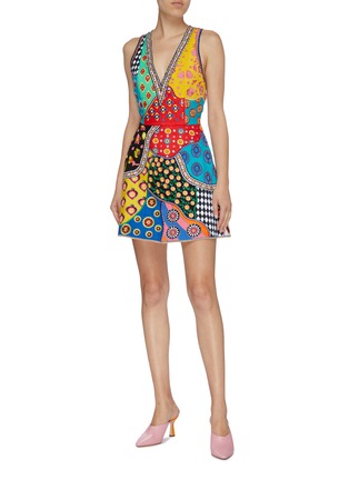 Figure View - Click To Enlarge - ALICE & OLIVIA - 'Tennie' mix graphic embroidered patchwork dress