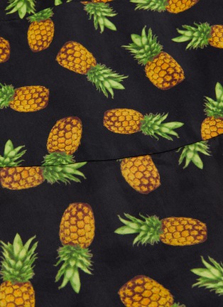  - ALICE & OLIVIA - 'Shay' ruffle sleeve pineapple print tiered cupro rompers
