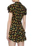 Back View - Click To Enlarge - ALICE & OLIVIA - 'Shay' ruffle sleeve pineapple print tiered cupro rompers