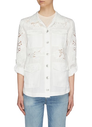 Main View - Click To Enlarge - ALICE & OLIVIA - 'Charline' lace panel lyocell military jacket