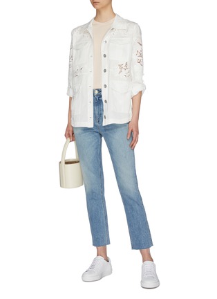 Figure View - Click To Enlarge - ALICE & OLIVIA - 'Charline' lace panel lyocell military jacket
