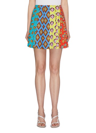 Main View - Click To Enlarge - ALICE & OLIVIA - x Carla Kranendonk pleated graphic print patchwork lampshade skirt