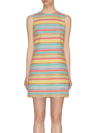 Main View - Click To Enlarge - ALICE & OLIVIA - 'Coley' graphic stripe jacquard mini dress