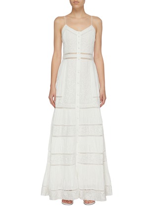 Main View - Click To Enlarge - ALICE & OLIVIA - 'Meg' floral embroidered panelled sleeveless dress