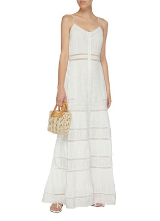 Figure View - Click To Enlarge - ALICE & OLIVIA - 'Meg' floral embroidered panelled sleeveless dress