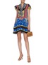 Figure View - Click To Enlarge - ALICE & OLIVIA - 'Moore' ruffle sleeve tie neck floral print patchwork dress