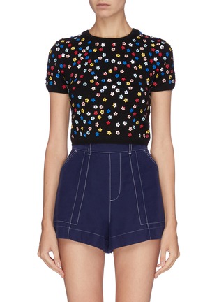 Main View - Click To Enlarge - ALICE & OLIVIA - 'Ciara' floral embellished sweater