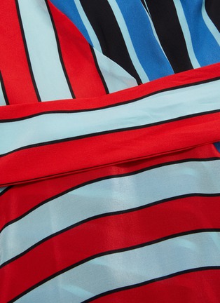 Detail View - Click To Enlarge - ALICE & OLIVIA - 'Canton' belted colourblock stripe silk halterneck dress