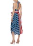 Back View - Click To Enlarge - ALICE & OLIVIA - 'Canton' belted colourblock stripe silk halterneck dress