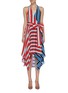 Main View - Click To Enlarge - ALICE & OLIVIA - 'Canton' belted colourblock stripe silk halterneck dress