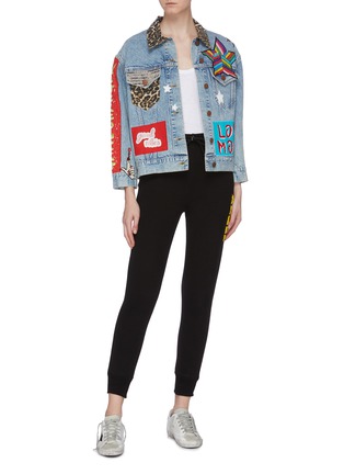 Figure View - Click To Enlarge - ALICE & OLIVIA - Graphic embroidered patchwork oversized denim jacket