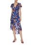 Figure View - Click To Enlarge - ALICE & OLIVIA - 'Electra' floral burnout ruffle high-low mock wrap dress
