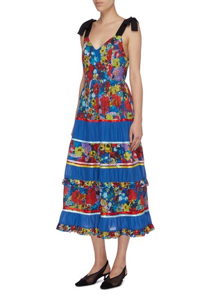 Detail View - Click To Enlarge - ALICE & OLIVIA - 'Gayla' belted tie strap floral print tiered dress