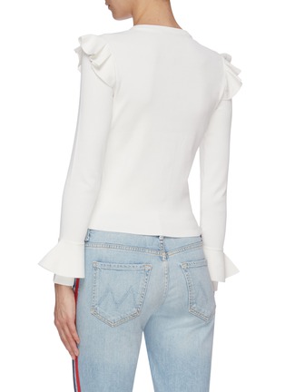 Back View - Click To Enlarge - ALICE & OLIVIA - 'Ruthy' ruffle shoulder flared cuff cardigan