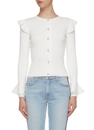 Main View - Click To Enlarge - ALICE & OLIVIA - 'Ruthy' ruffle shoulder flared cuff cardigan