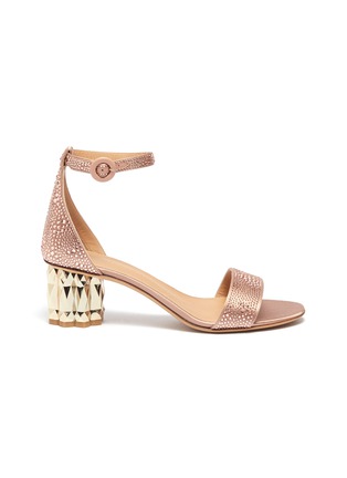 Main View - Click To Enlarge - SALVATORE FERRAGAMO - 'Azalea' refracted heel strass embellished satin sandals